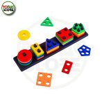 Little Mango Geometric Stacker Shape Sorter Wooden Toy - Ronak Store - ronakstore.in