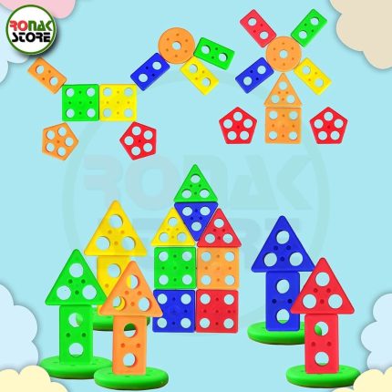 Little Mango Geometric Stacker Shape Sorter Wooden Toy - Ronak Store - ronakstore.in
