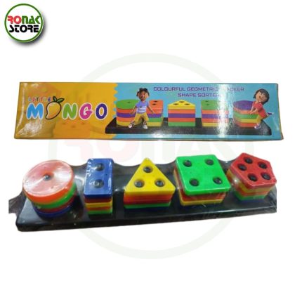 Little Mango Geometric Stacker Shape Sorter Wooden Toy - Ronak Store - ronakstore.in